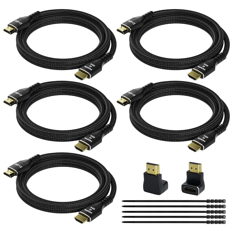 4K Hdmi Cable 2 Feet (5 Pack), Ultra Hd Hdmi 2.0 Cable, Nylon Braided & Gold C