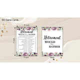 Retirement Party Games, Would They Rather Co-Worker Retirement Party Game Card, Purple Floral Retirement Party Ideas Activities Supplies Decorations(30 Game Cards) - B04