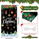 Merry Christmas Door Cover 35 X 71 Inch Christmas Ball Door Cover Backdrops Xmas Tree Banner Background Xmas Snowflake Porch Hanging Decorations(Black)