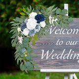 Wedding Arch Flowers (Pack Of 2), Artificial Dusty Blue Flowers Faux Flower Swag Welcome Sign Floral Arrangements For Wedding Ceremony Reception Party Home Decor
