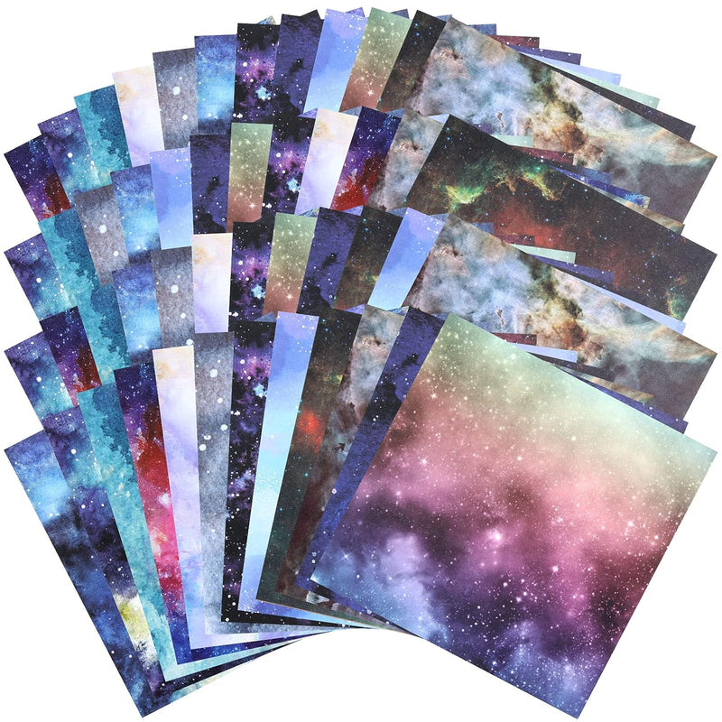 48 Pieces Scrapbook Paper Pad Watercolor Starry Sky Paper Pack 12 Styles Sky C