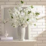 6 Pcs 40" Artificial Cherry Blossom Branches Spring Cream White Faux Tall Cherry Flower Stem Arrangement Realistic Plastic Flower Pick For Scandinavian Diy Home Office Wedding Vase Party Decor