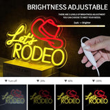 Let's Rodeo Neon Sign Dimmable Cowboy Hat LED Wall Light for Game Room Bar Man Cave Farmhouse Decor