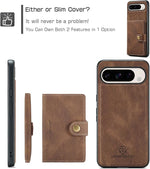 Pixel 9 Pro XL Wallet Case, Magnetic, Kickstand, Wireless Charging - Brown