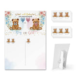Bear Reveal Games Voting Board With Stand, 60 Bear Boy And Girl Stickers For Party Guests?He Or She, Cast Your Vote Guess Game, Gender Reveal Party Centerpiece Decorations