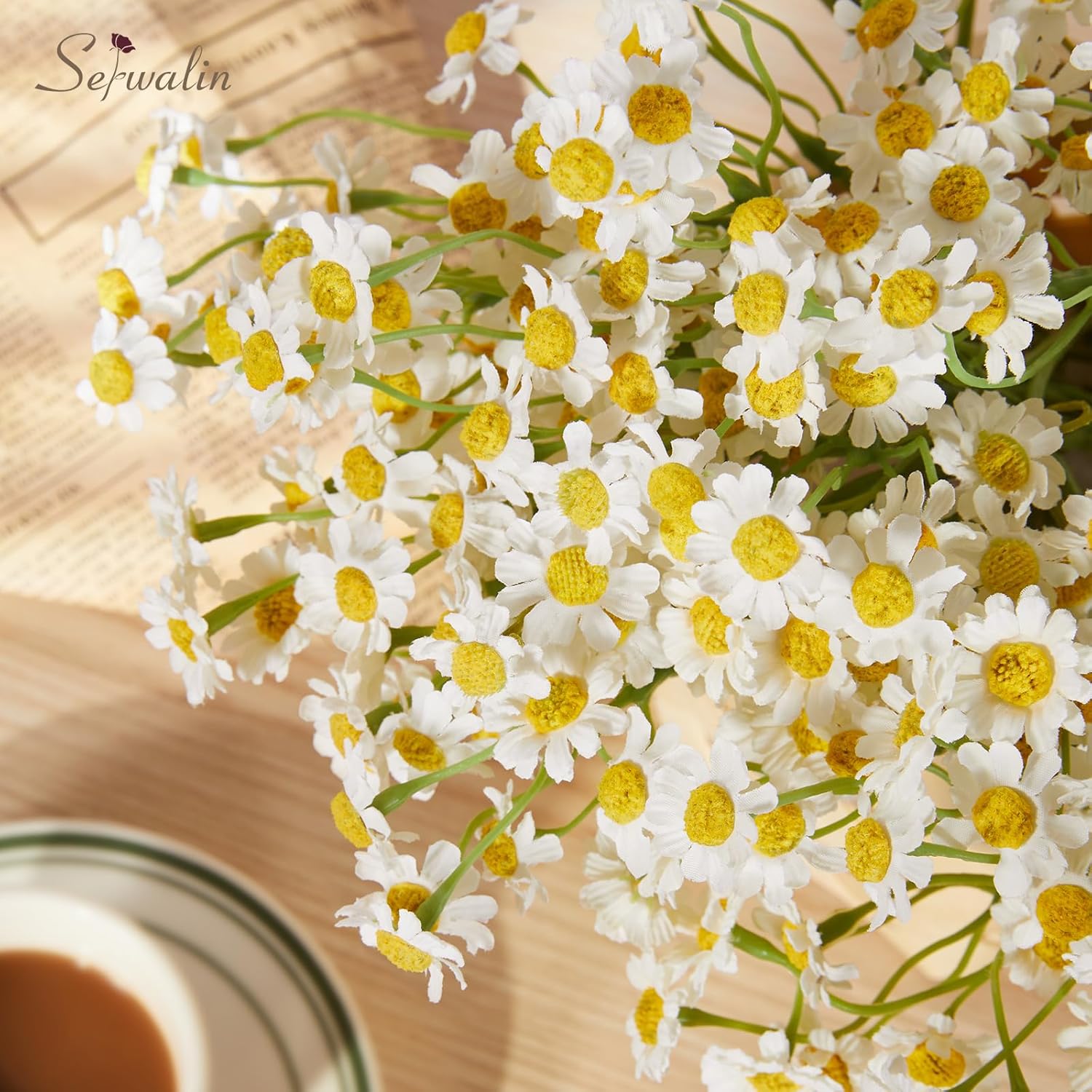 12Pcs White Daisy Flowers Artificial, Realistic Small Fake Daisies Faux Wildflower Bouquet, Arrangements For Wedding, Vase Centerpiece Table Decorations, Diy Home Party(Not Include Vase)