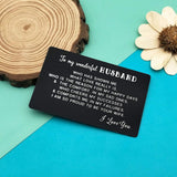 Husband Gift From Wife Engraved Metal Card Gifts For Husband Anniversary Valentines Day Gifts For Him Men Thank You Husband Gifts Wedding Day Gift Inspirational Christmas Card For Husband From Wife
