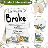 54 Pcs My Water Broke Baby Shower Game With 50 Tiny Plastic Small Mini Ice Baby 3 Ice Cube Trays 1 Display Board Gender Reveal Wooden Sign Gift For Guest Party Decoration(Woodland Animal)