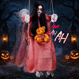 Animated Hanging Swinging Girl Halloween Animatronics Decorations Outdoor