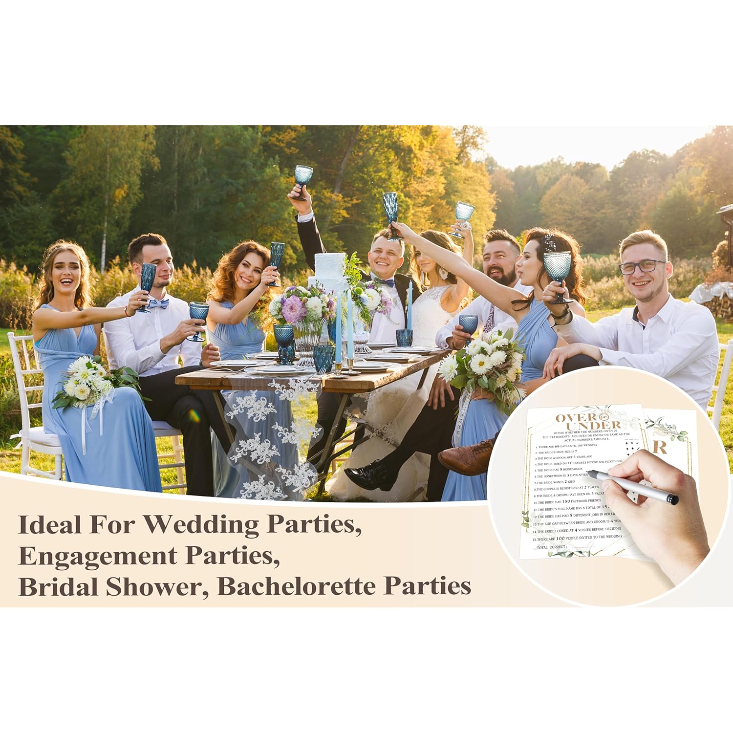 Bridal Shower Games, Greenery Wedding Shower Party Games Cards For Bride Groom Newlyweds, Engagement Bachelorette Party Decorations, Wedding Favors Supplies, 25 Game Cards Included - A01