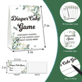 Baby Shower Game Set, Diaper Cake Games(1 Standing Sign + 50 Find Cards), Neutral Greenery Find How Many Diapers Party Game, Eucalyptus Gender Reveal Party Favor Decor(A01)