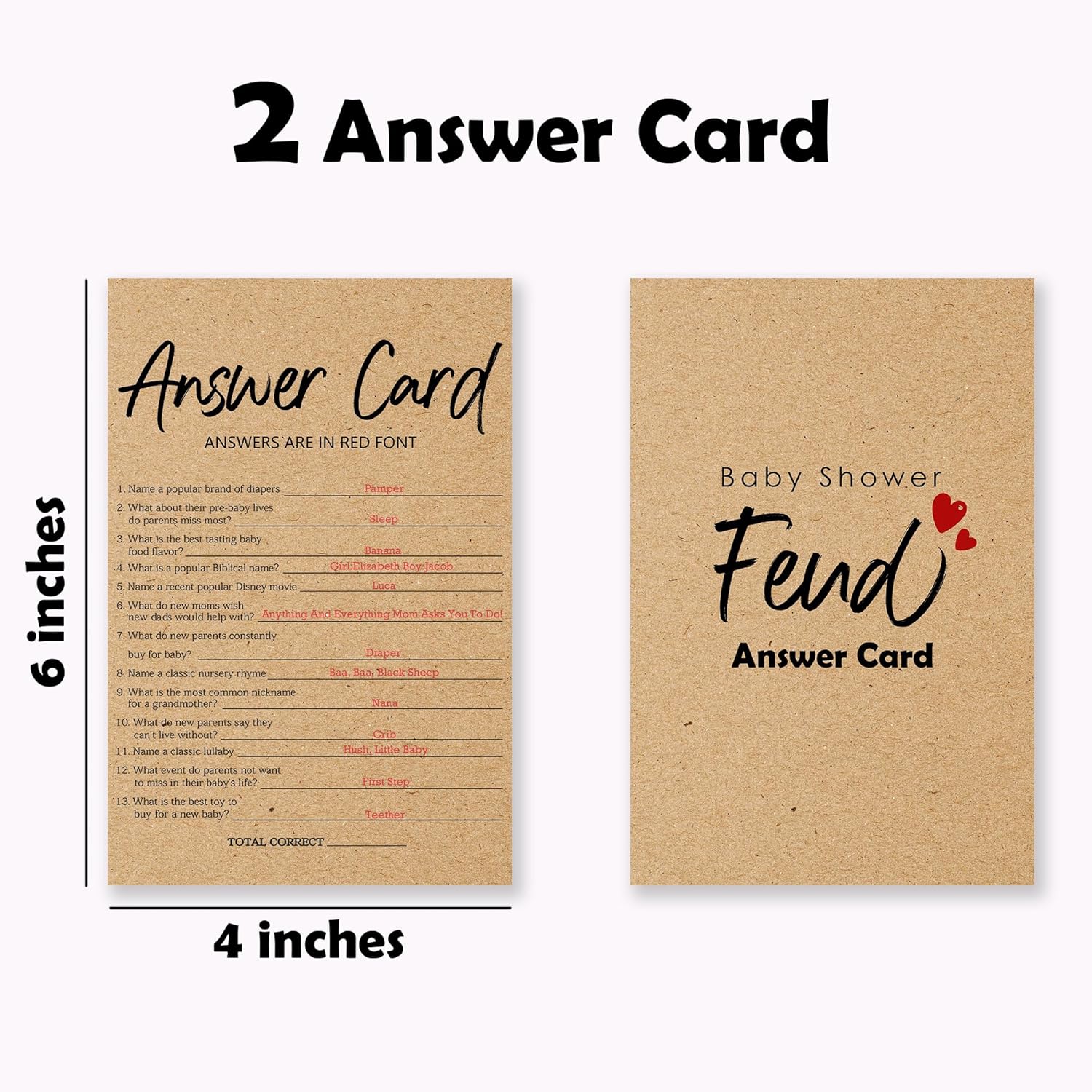 Family Feud Games For Baby Shower, 30 Kraft Paper Game Card With 2 Answer Cards For Baby Boy Girl, Baby Announcement Gender Reveal, Baby Shower Decoration And Supplies - B04