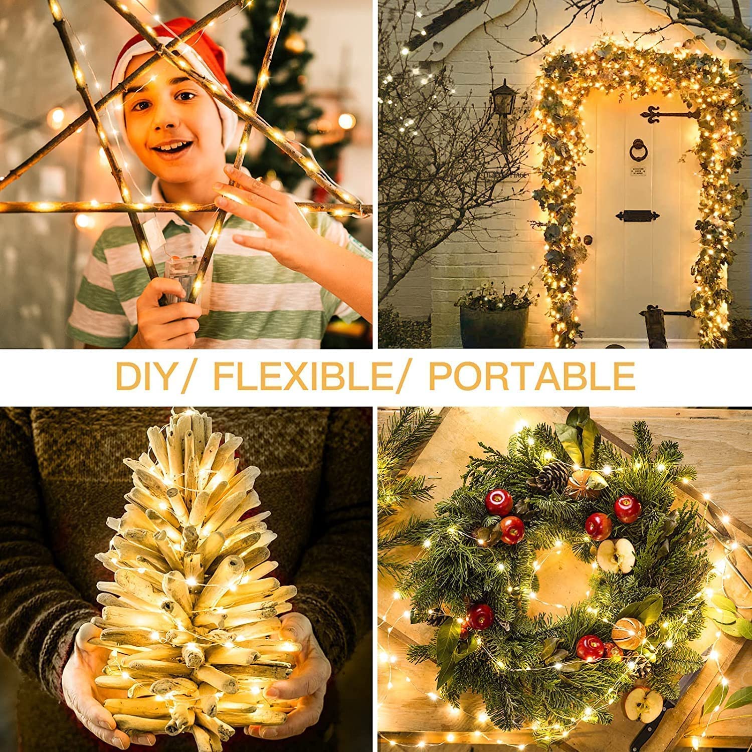 Fairy Lights 2Pack 50Leds Battery Operated Led String Lights With Timer For Bedroom, Wedding, Christmas Tree Decoration