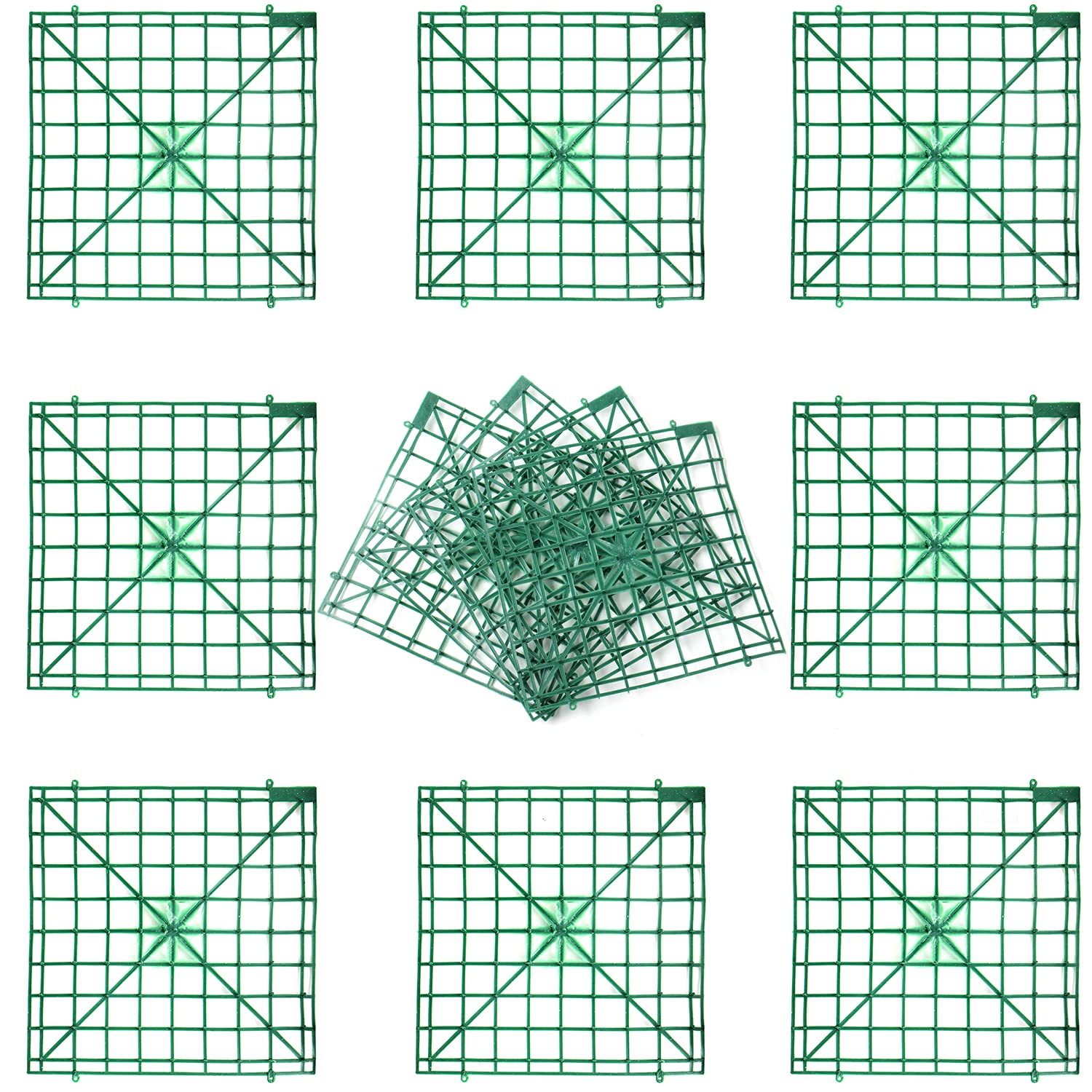 Artificial Flower Grid Panels,Diy Flowers Wall Frames,Flowers Wall Arches Backdrop,Plastic Fences Frames For Wedding Party Flower Grids,Artificial Flowers Plant Base,12Pieces,10X10 Inches