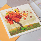 Unique Quilling Card - Autumn Maple Tree Design | Handmade Greeting Card For Birthday, Anniversary, Thanksgiving, Thank You, Friends & Loved Ones