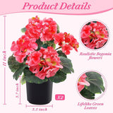 2 Pack Artificial Geraniums Fake Flowers For Outdoors Spring Summer Decor, Silk Geranium Flowers Potted Plants Uv Resistant Faux Plant For Gardens Farmhouse Indoor Home Table Decor (Rose Red)