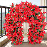 4Pcs 27.5 Inch Red Artificial Bougainvillea Flower Garlands – Silk Fake Vines With 156 Flowers And 48 Leaves, Realistic Artificial Flowers With Stems For Indoor And Outdoor