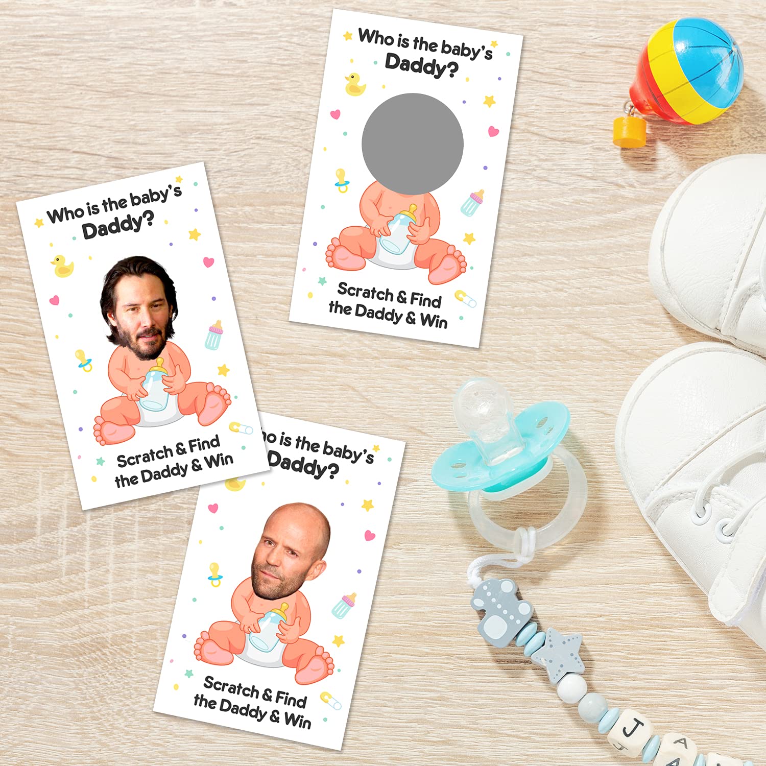 40 Cute Baby Shower Games - Scratch Off Lottery Ticket Raffle Cards Baby Shower Game - Funny Gender Reveal Games - Who Is The Baby'S Daddy - 40 Cards