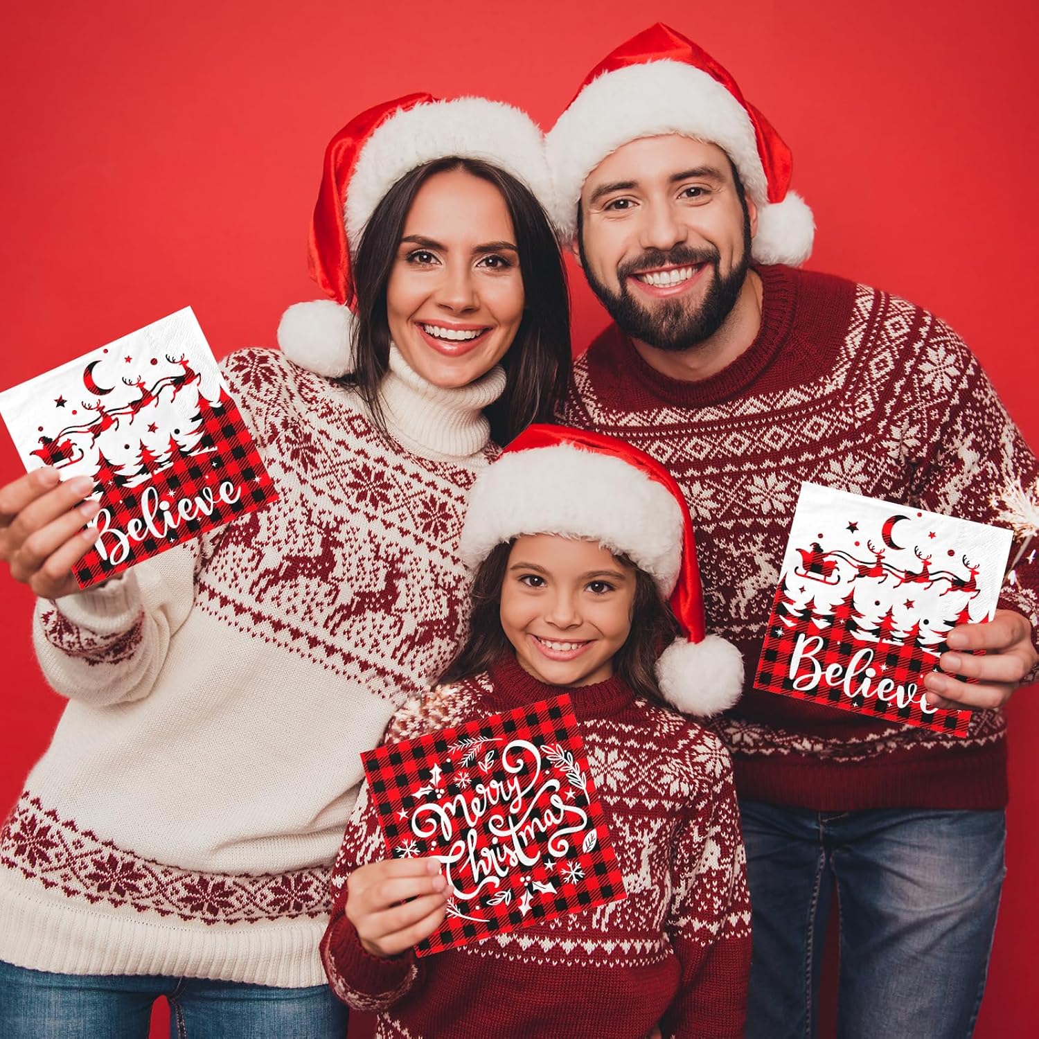 Christmas Napkins, 40Pcs Red And White Christmas Paper Napkins Disposable Snowman Christmas Cocktail Napkins White Merry Christmas Napkins For Xmas Winter Holiday Dinner Party Supplies