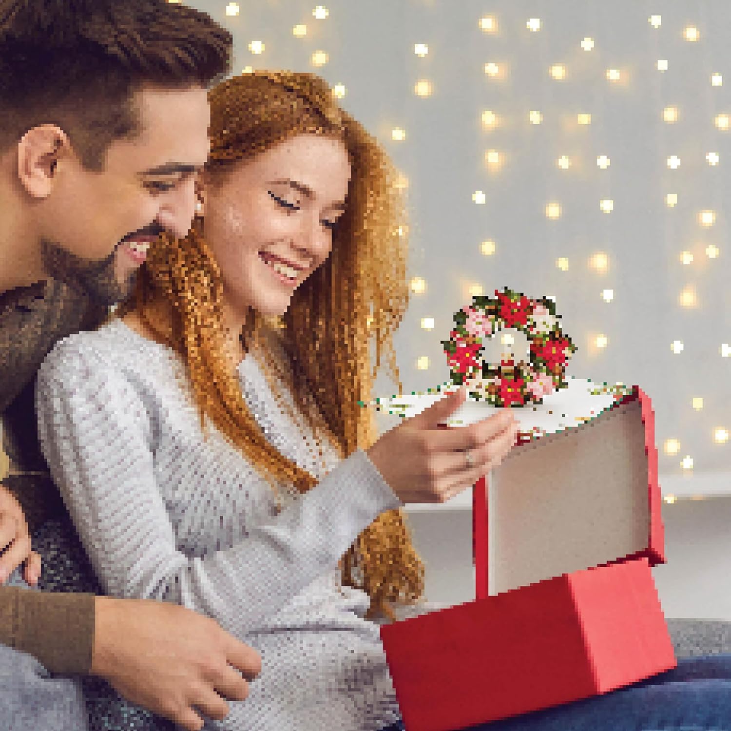 Christmas Wreath Popup Card - 6X12 Inch Christmas Greeting Card, 3D Popup Christmas Wreath Card Design - Attractive & Adorable Perfect For Christmas - Christmas Gift Card For Everyone, Paper