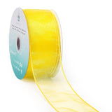 Sheer Organza Wired Ribbon 2.5" X 50Yards Yellow For Wedding Chair Bow Flora Bouquet Gift Wrapping Christmas Tree Home Decor Wreath