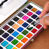 50 Colors Watercolor Paint Set - Vibrant Pigments In Portable Metal Case With 6 Brushes, Non-Toxic Travel-Friendly Painting Kit For Professional Artists/Students/Beginners