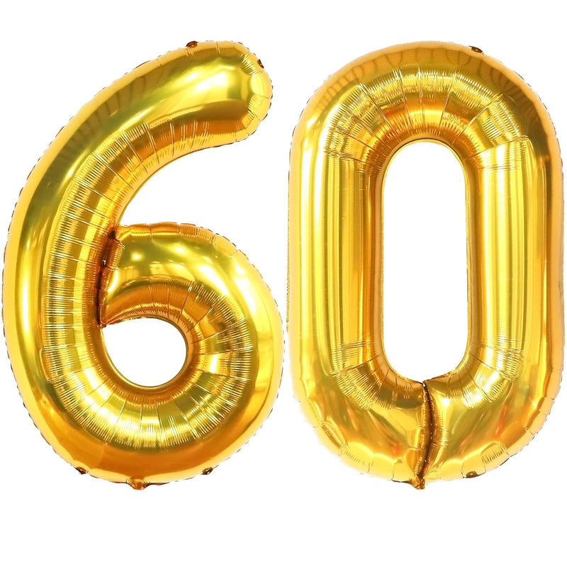 , Gold 60Th Birthday Balloon Number - Big, 40 Inch Helium Supported |