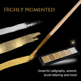 Golden Artistry: 6 Metallic Watercolor Paints Including Lustrous Gold For Professional Artwork