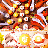 48 Pcs Autumn Thanksgiving Party Spoon Relay Race Set, Pumpkin Maple Leaves Fall Themed Ball And Spoon Race For Thanksgiving Fall Party Supplies Favors(Hazelnut)