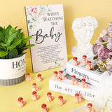 51 Pcs Cool Baby Shower Games Flower Funny Who'S Watching The Baby Sign Wooden Game Sign Baby Gift Sets 50 Pcs Tiny Plastic Babies Small Mini Baby Baby Shower Game Prizes For Gender Reveal Party