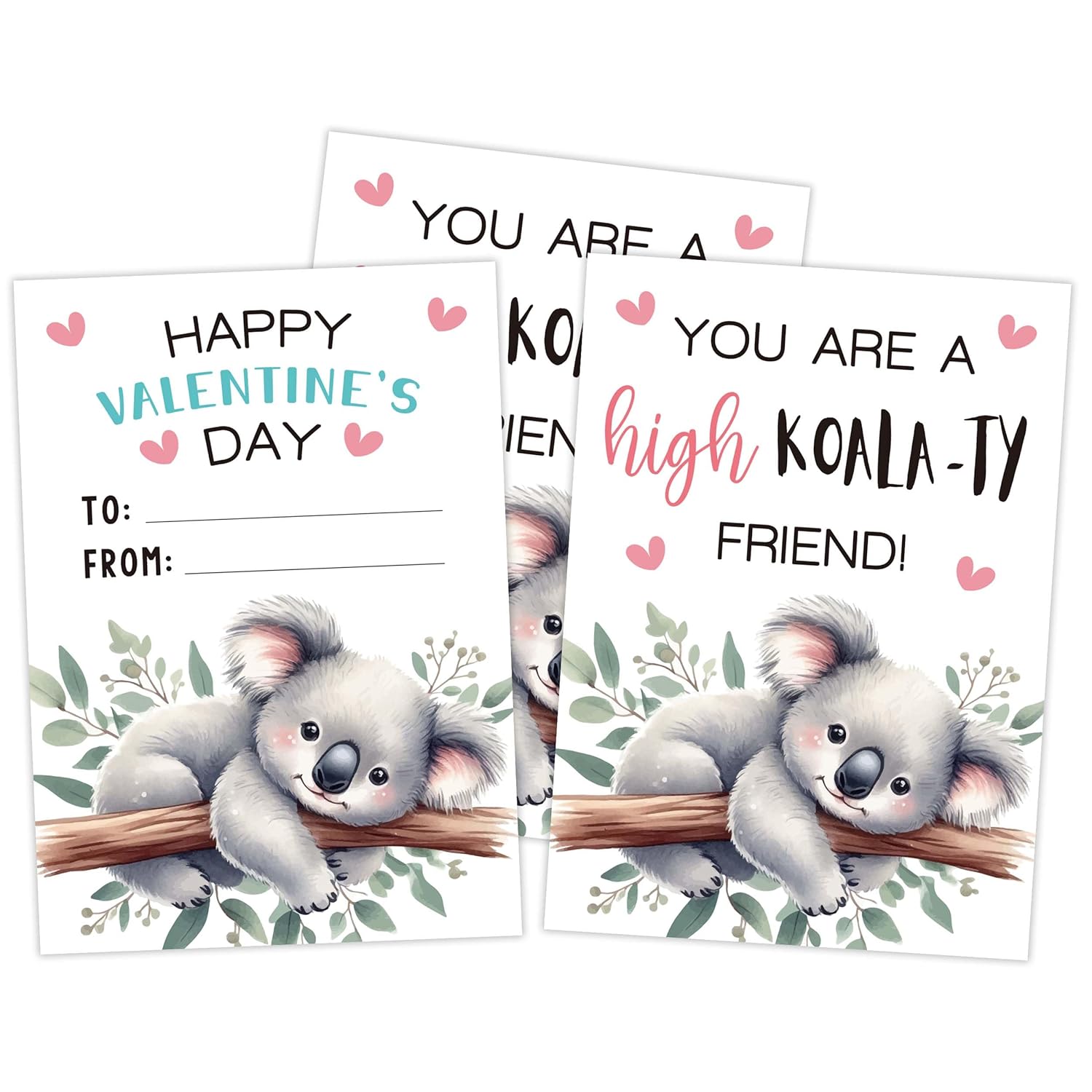 30 Pcs Koala Valentines Day Cards, Cute Valentines Day Gifts For Teen, Greeting Cards For Classroom Gift Exchange Party Favor Supplies(Mq-6-5)