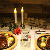 Window Candles With Suction Cups, Battery Operated Led Taper, Auto On/Off, Removable Gold Base, Flickering Warm Orange Flameless Lights Decor. (4 Pack)