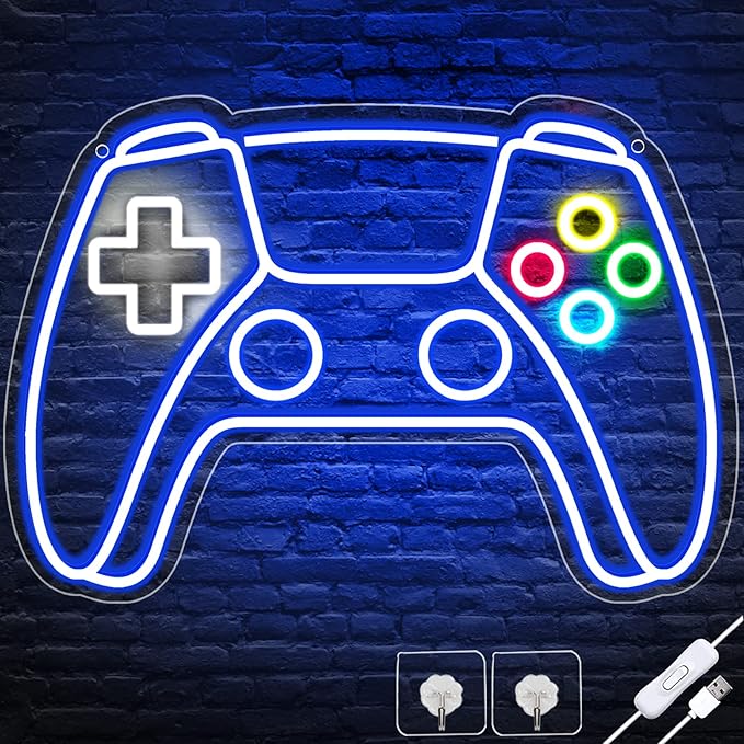 Gamer Neon Sign Gamepad LED Wall Light USB Powered Gaming Room Decor for Boys Kids Teens