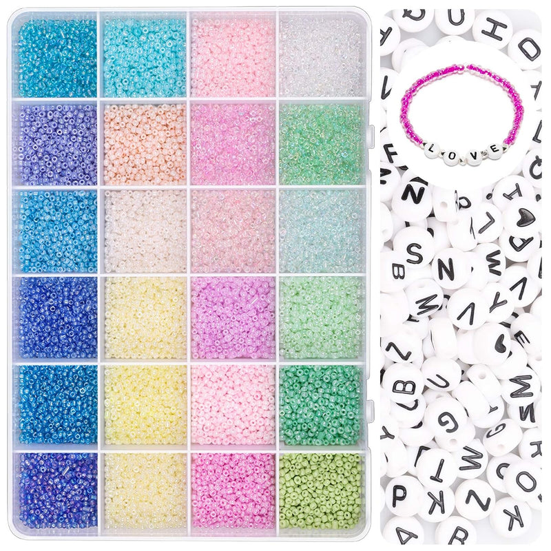 Glass Seed Beads With Letter Beads Small Kit Beads Bulk With Container