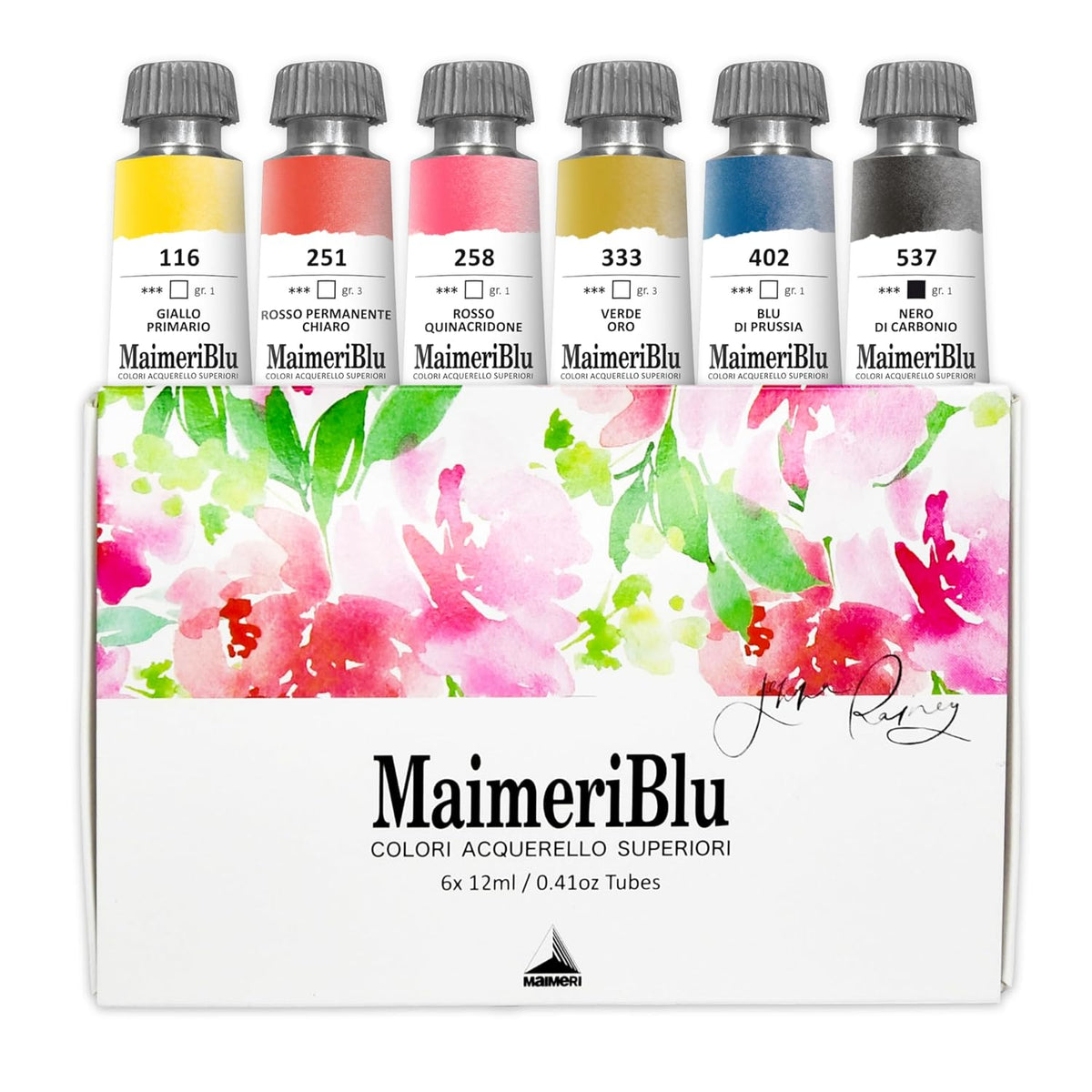 MaimeriBlu, Jenna Rainey Artist Set, Watercolor Paint, 12ml, 6 Tubes – Professional Watercolor Painting Supplies