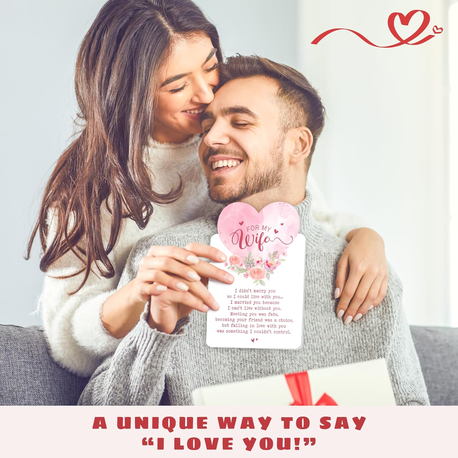 Valentines Day Card For Wife From Husband - Valentines'S Day Cards For Wife - Funny Romantic Love Cards For Her - Cute Gifts For Her - 5.3''X 8.0'' Flower Greeting Card & Envelope