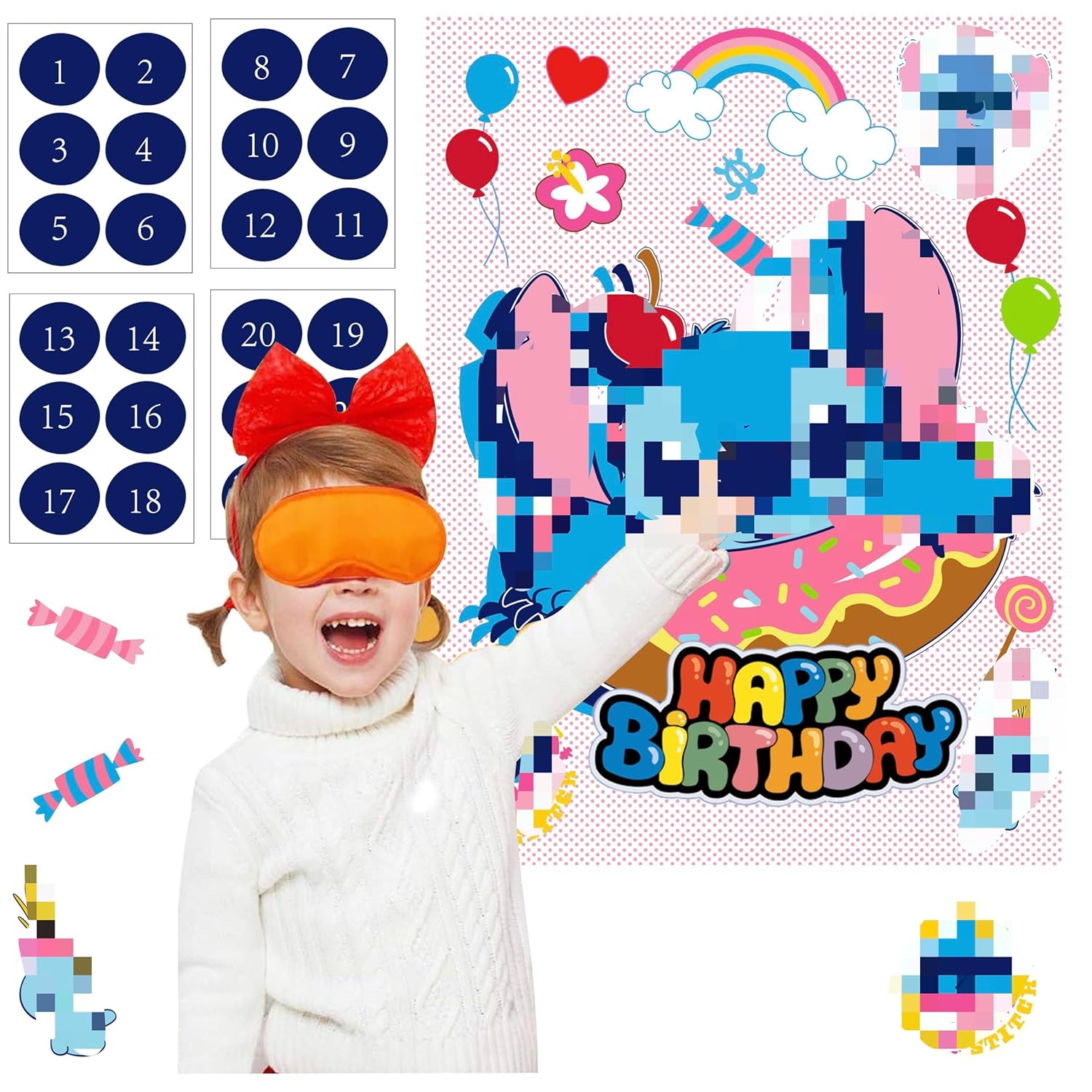 Pin The Nose Party Game Set For Kids, Birthday Activities With Sticker Favors, Boys And Girls Party Entertainment
