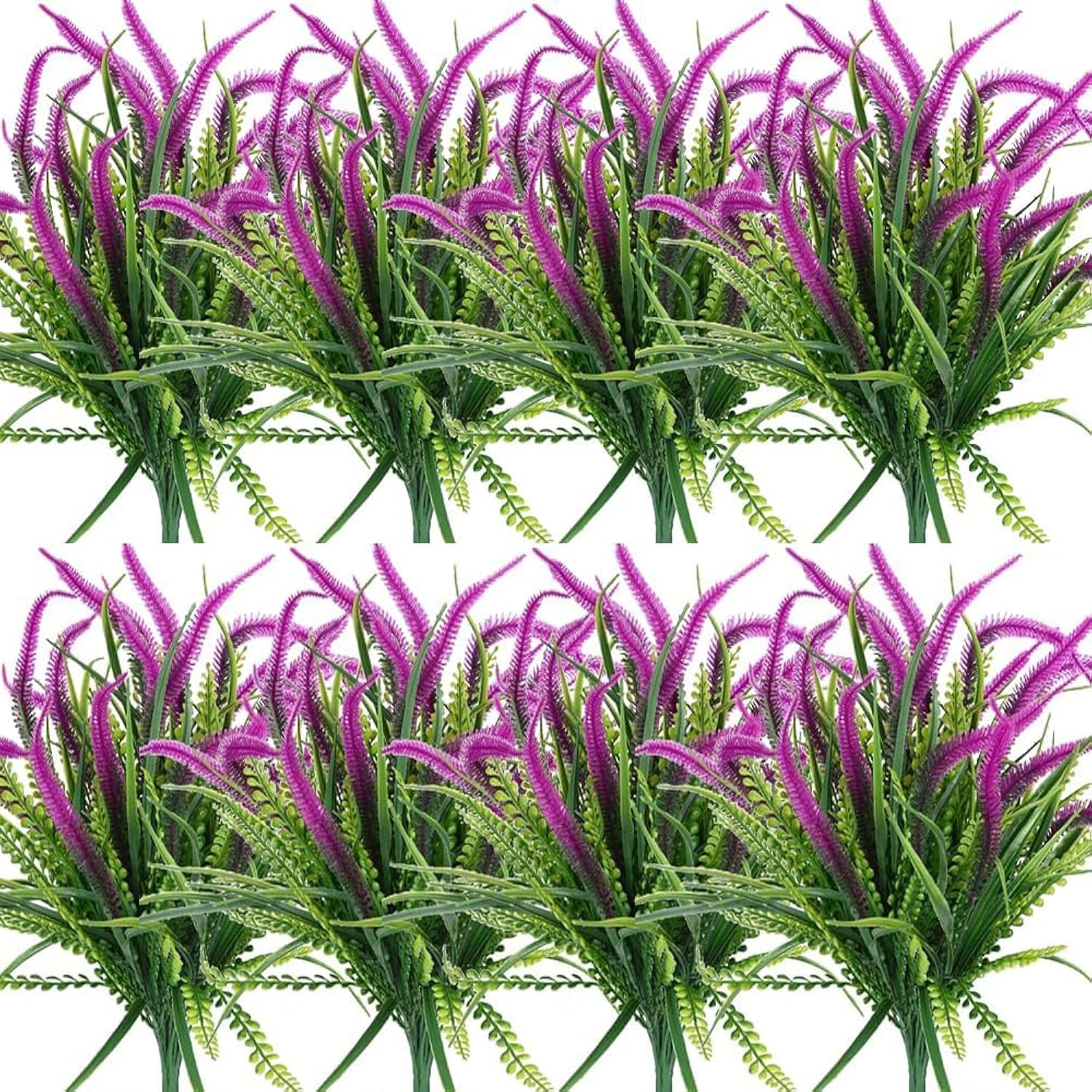 8Pcs Artificial Flowers For Outdoor Plants Faux Plastic Plant Fake Flower Uv Resistant Plants (Purple)