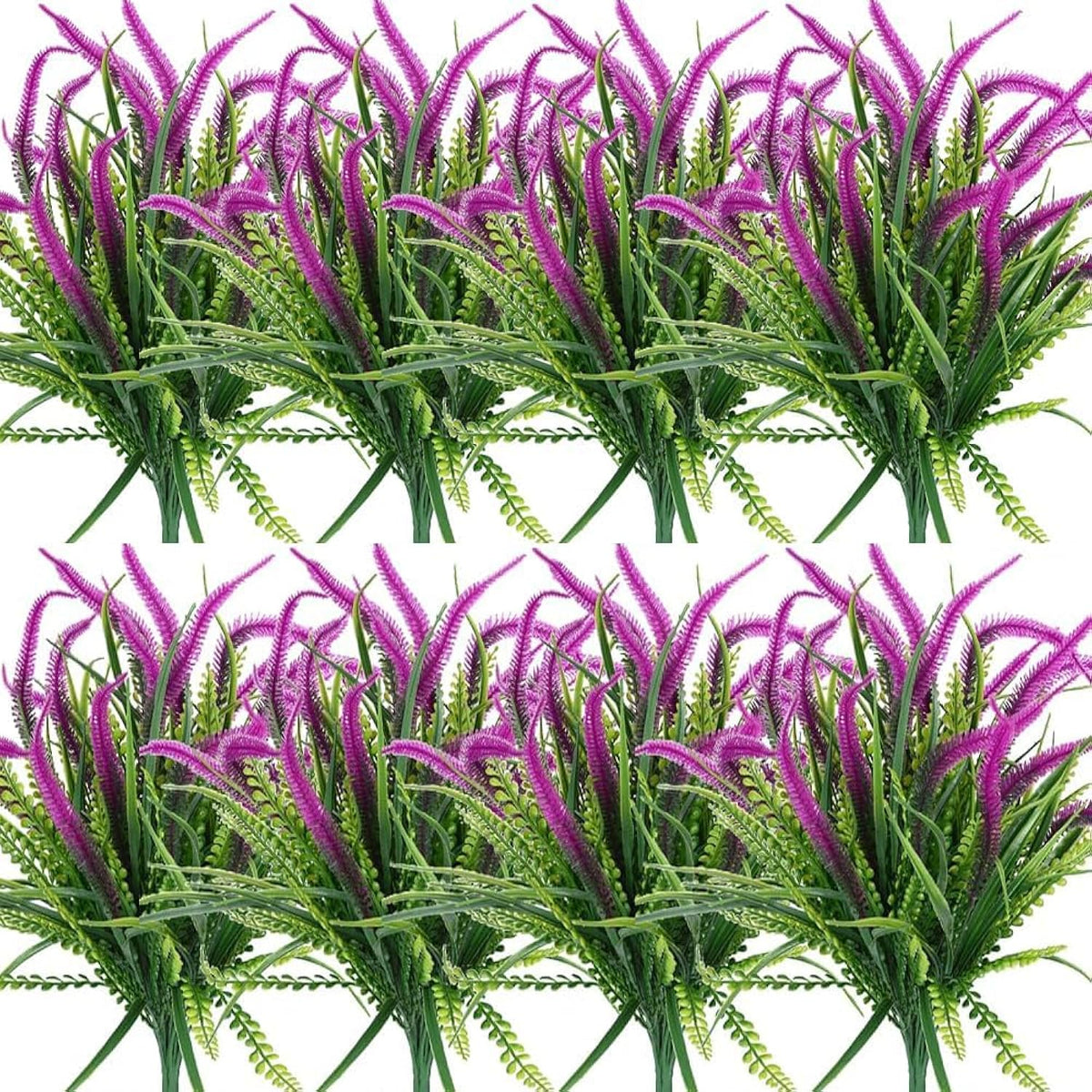 8Pcs Artificial Flowers For Outdoor Plants Faux Plastic Plant Fake Flower Uv Resistant Plants (Purple)