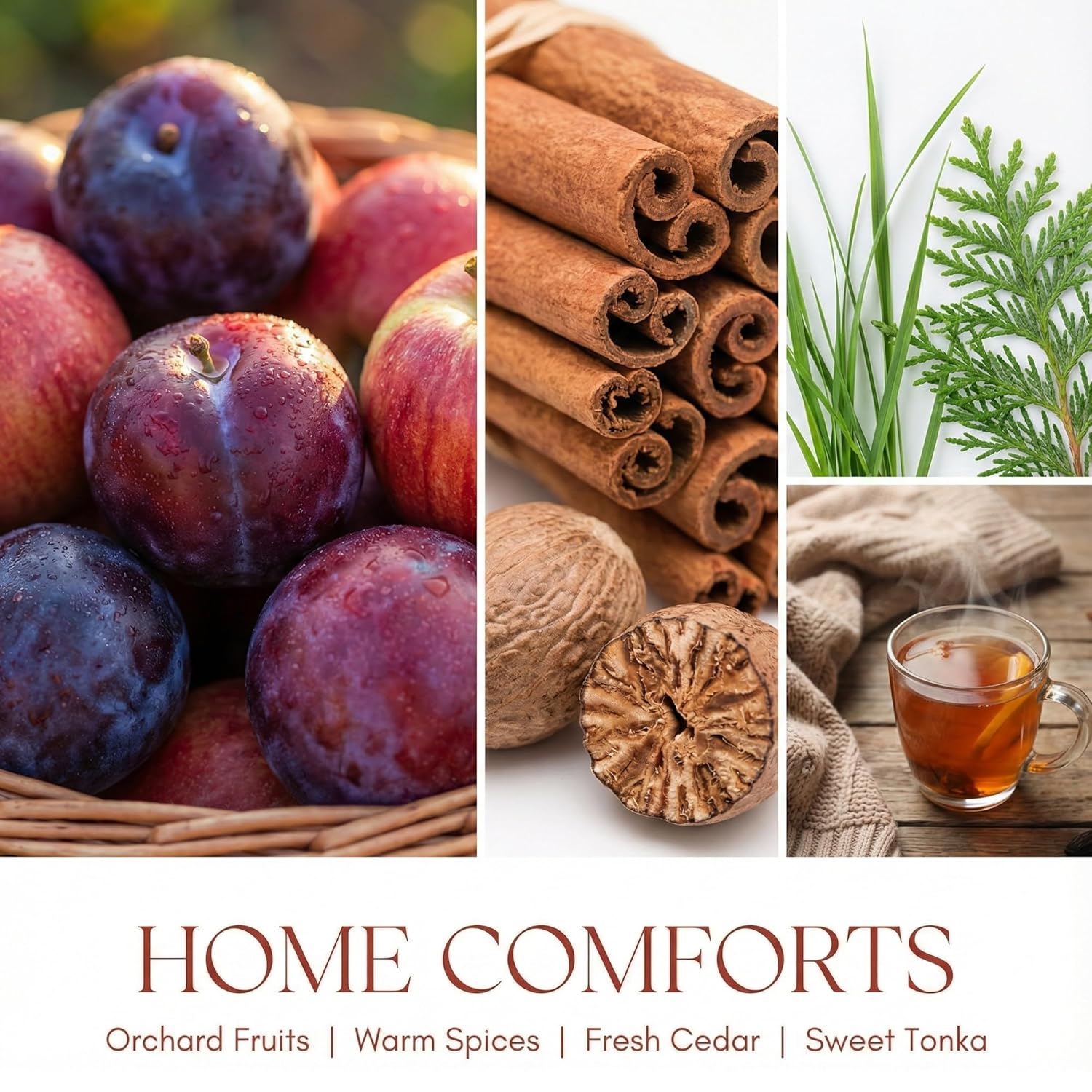 Homelights Home Comforts Scented Candles | 18Oz Soy Candles Rustic Modern 4-Wick Large Candle Jars | Ideal Candle Gifts For Events, Home Decor Stress, Relief & Relaxation