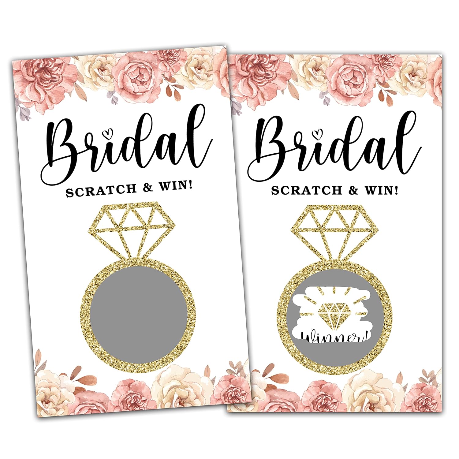 Bridal Shower Scratch Off Games, Bridal Shower Decorations, Floral Bridal Raffle Lottery Tickets Cards For Bachelorette Party Wedding Engagement Party, Set Of 50 Cards (A08)