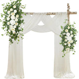 Artificial Wedding Arch Flowers Kit(Pack Of 4), 2 Pcs Floral Arrangement With 2 Pcs Fabric Drap For Arch Decorations Wedding Decor Ceremony Arbor Reception Backdrop For Diy?Cream & White