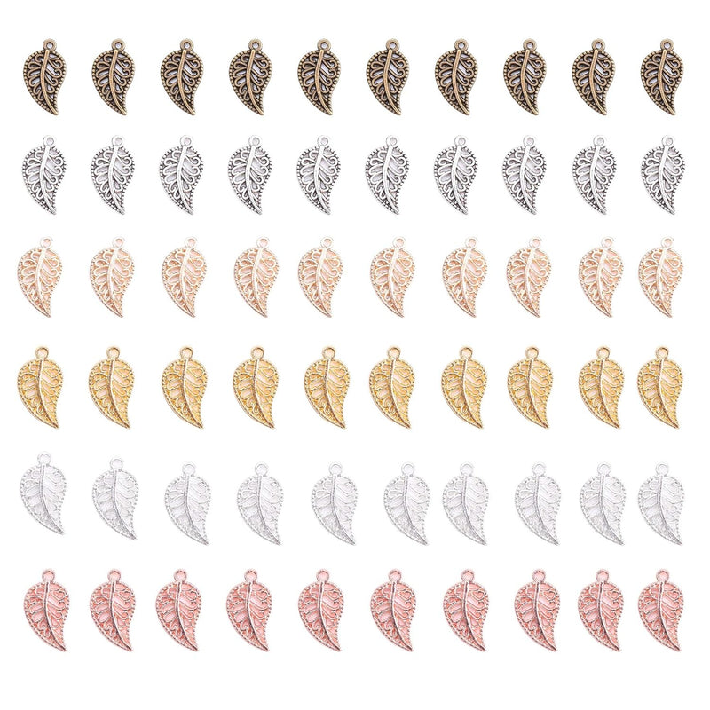 60 Pcs Leave Charm Vintage Small Autumn Leaf Metal Pendants For Diy Jewelry Ma