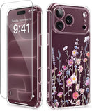 Floral Clear Slim Case for iPhone 18 Pro and iPhone 17 Pro Protective Women Phone Cover