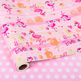 Reversible Flamingo Wrapping Paper Roll For Kids Girls Women - Pink Gold Flamingo Happy Birthday And Polka Dot Design Gift Wrap Sheets For Summer Baby Shower Party Total 28.5Sq.Ft