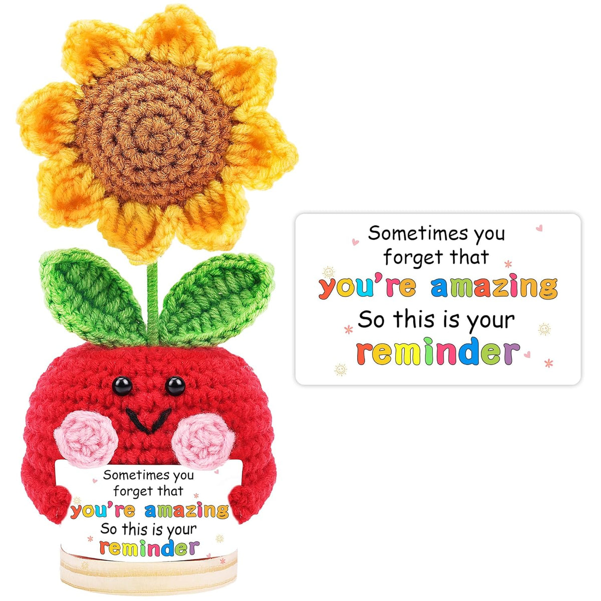 Christmas Stocking Stuffers Gifts For Women Men, Cute Crochet Sunflower Decors, Coworker Friend Teacher Inspirational Thank You Appreciation Present For Birthday, Retirement, Anniversary