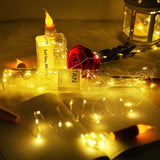 Wine Bottle Lights With Candle Flame, 10 Pack 20 Led Flameless Cork String Light Battery Operated Copper Wire Mini Fairy