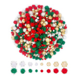 1200 Pieces Christmas Pom Pom Tinsel Glitter Pom Pom Balls For Crafts And Decorations(4 Sizes, Gold, White, Red, Green)