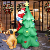 6.5Ft H Christmas Inflatable Tree With Build-In Led Lights, Funny Inflatable Dog Chasing Santa Claus,Blow Up Christmas O