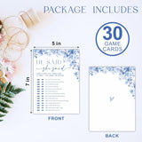 He Said She Said Bridal Shower Game - Blue Floral - 30 Pcs Double-Sided Fill-In Wedding Game Cards For Newlyweds, Engagement Party Activities & Decorations -A02